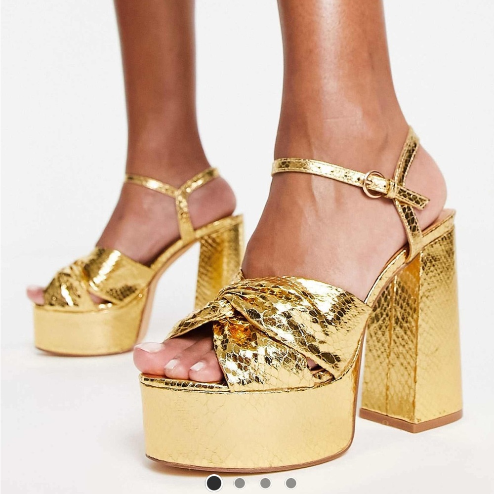ASOS Gold Platform Sandals with Criss-Cross Straps